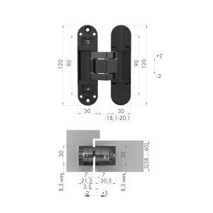 Петля скрытой установки U3D3300.TG SC мат. хром